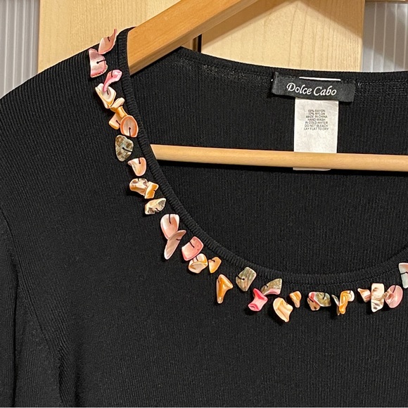 Dolce Cabo Black Sweater with Pink Shell Neckline Size XL - Picture 7 of 9